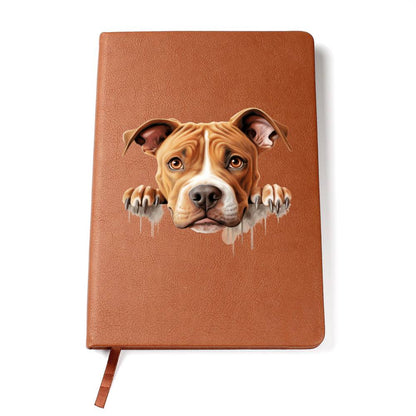 American Pit Bull Terrier Peeking - Vegan Leather Journal