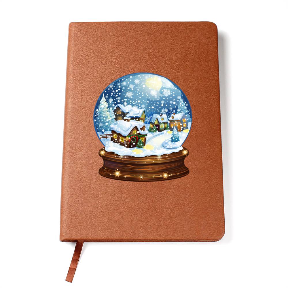 Watercolor Christmas Snow Globe 008 - Vegan Leather Journal