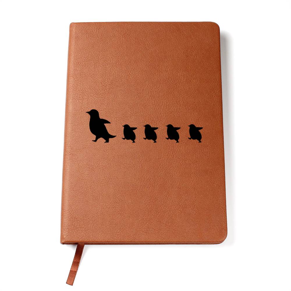 Mama Penguin With 4 Chicks - Vegan Leather Journal