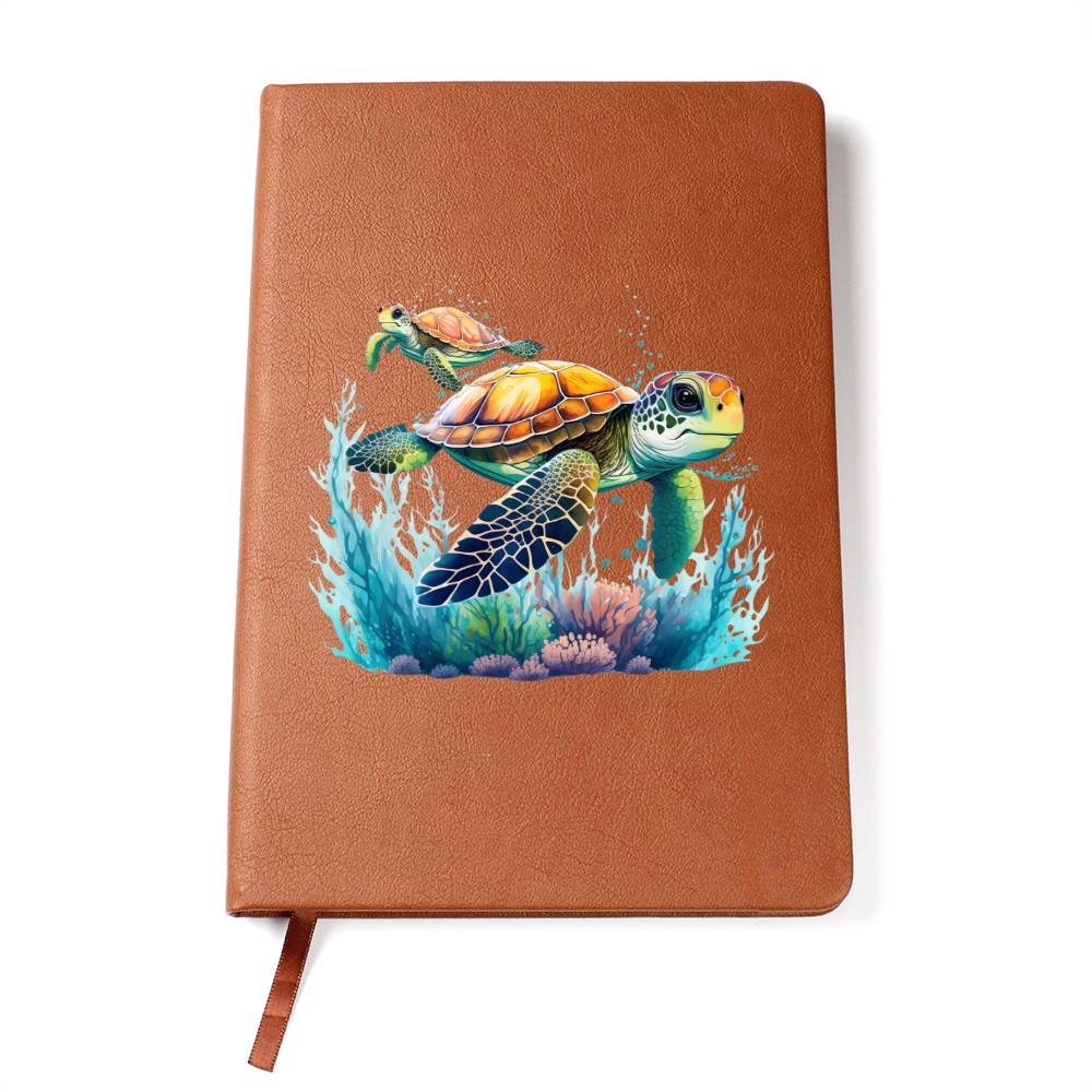 Cute Sea Turtle 009 - Vegan Leather Journal