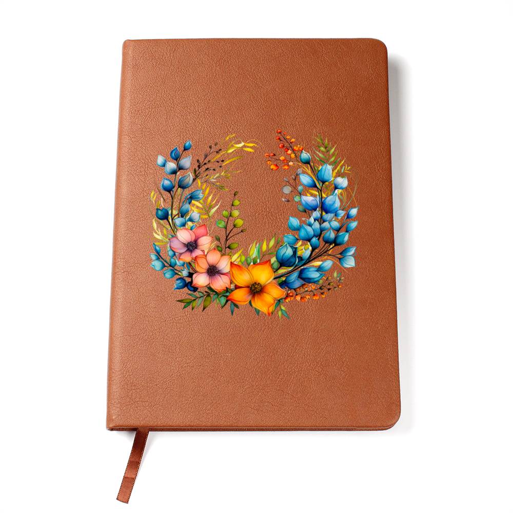 Floral Flower Wreath 065 - Vegan Leather Journal
