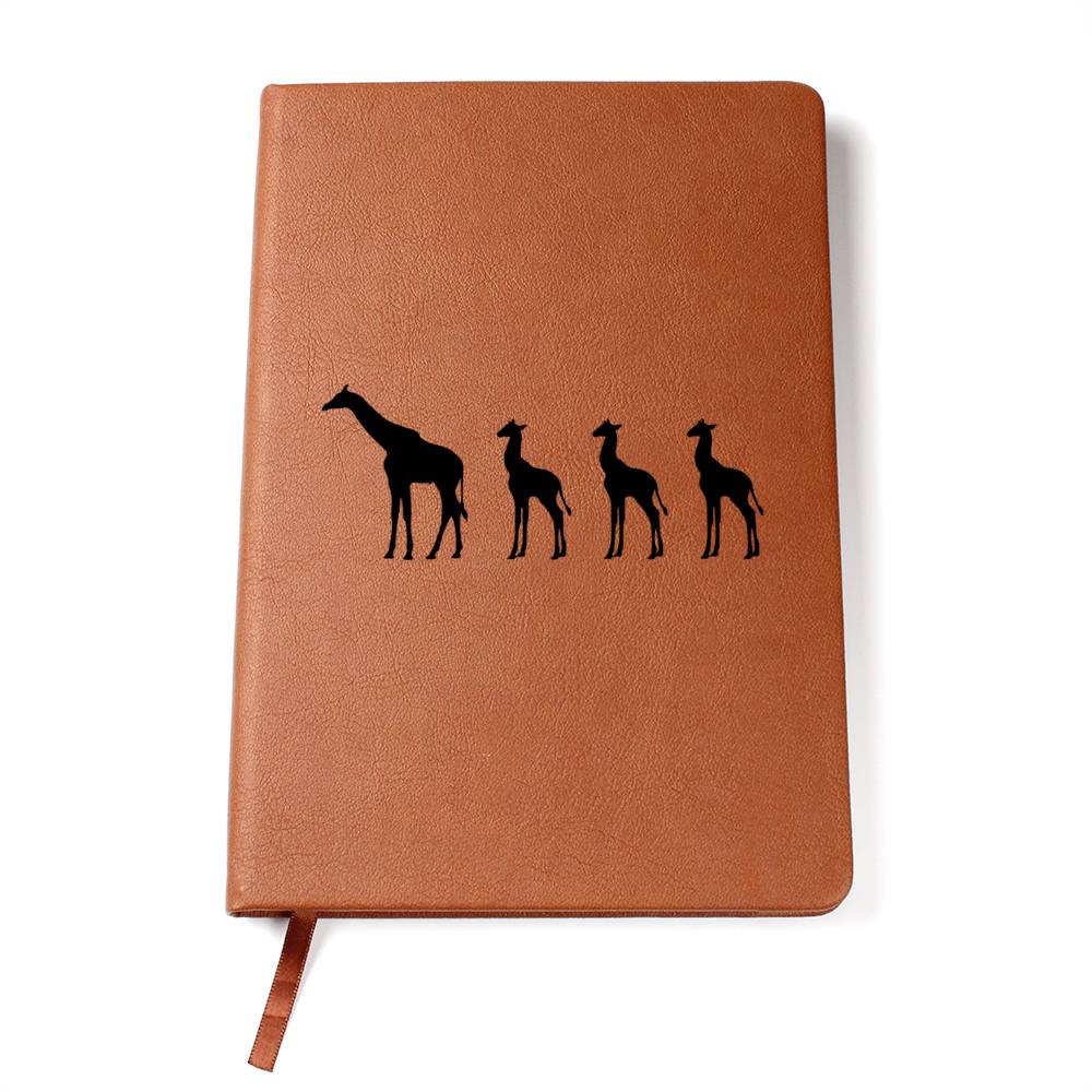 Mama Giraffe With 3 Calves - Vegan Leather Journal