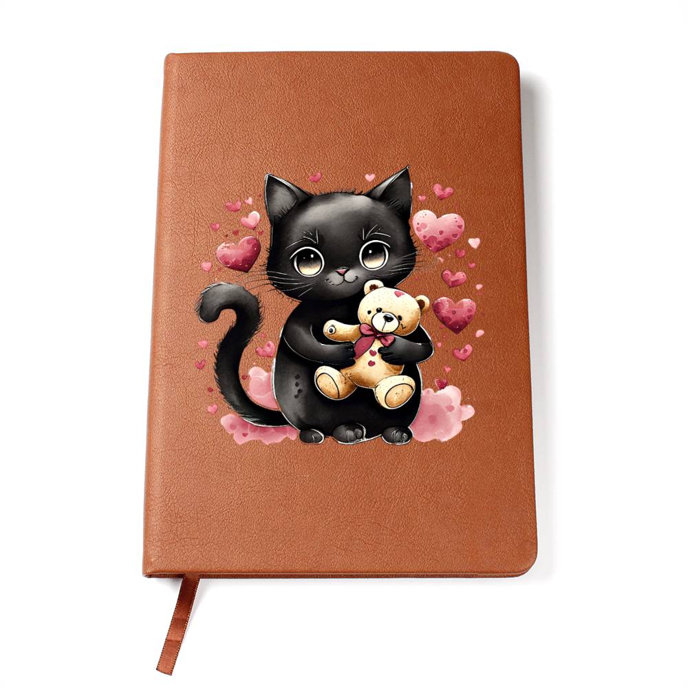Valentine's Day Black Cat 038 - Vegan Leather Journal