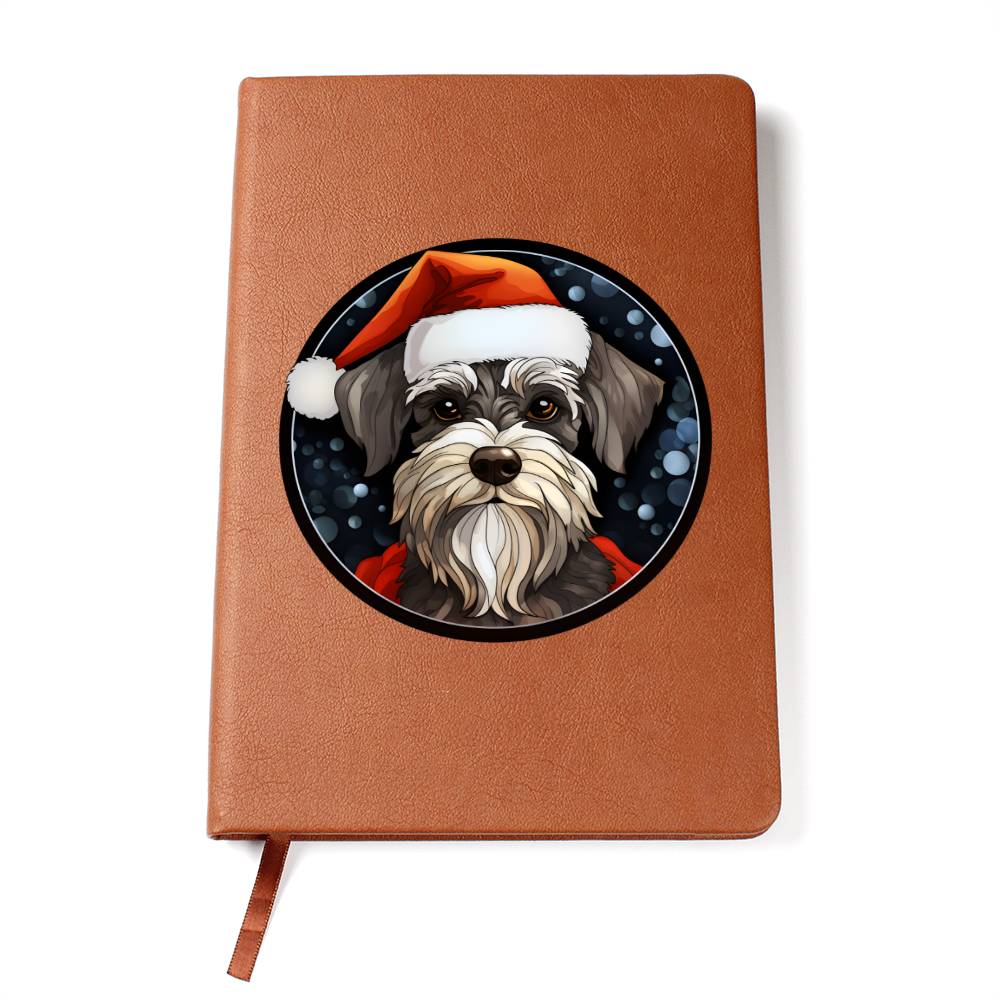 Dog Stained Glass Christmas Design 018 - Vegan Leather Journal