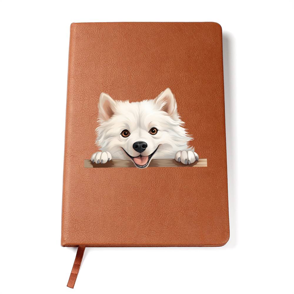 American Eskimo Dog Peeking - Vegan Leather Journal