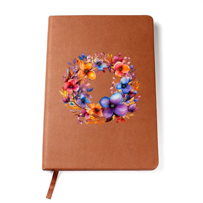 Floral Flower Wreath 068 - Vegan Leather Journal