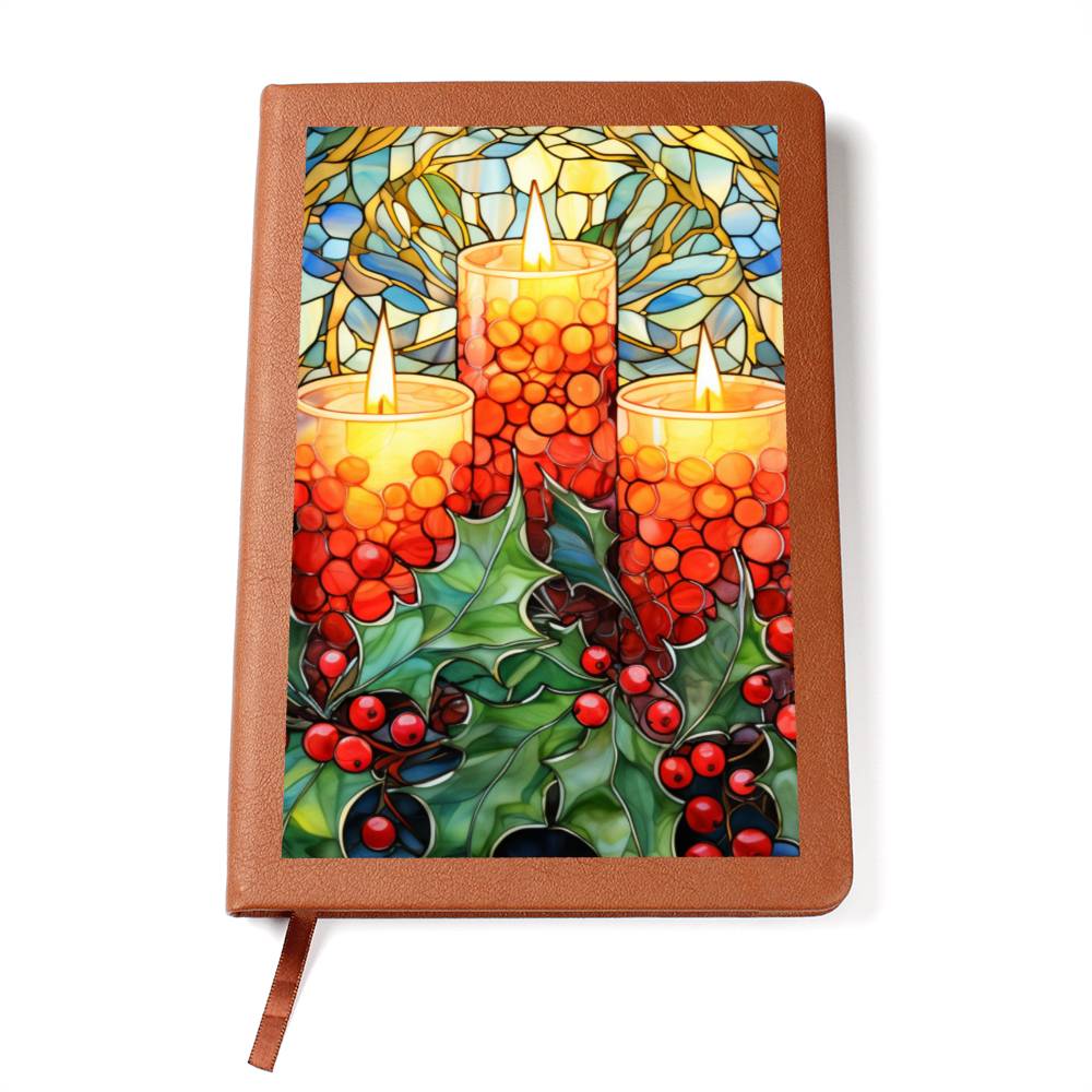 Christmas Stained Glass Design 022 - Vegan Leather Journal