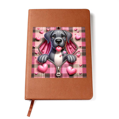 Valentine's Day Dog And Zipper 001 - Vegan Leather Journal