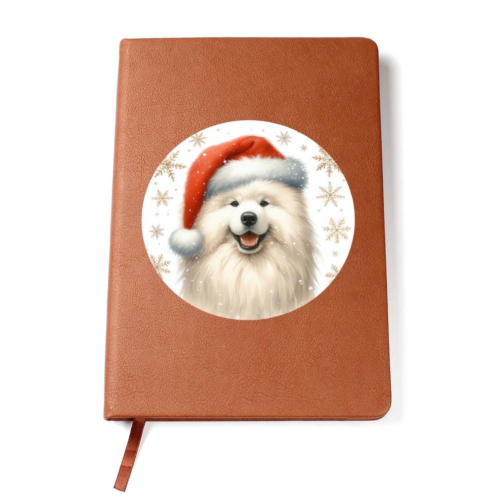 Christmas Dog - Samoyed - Vegan Leather Journal