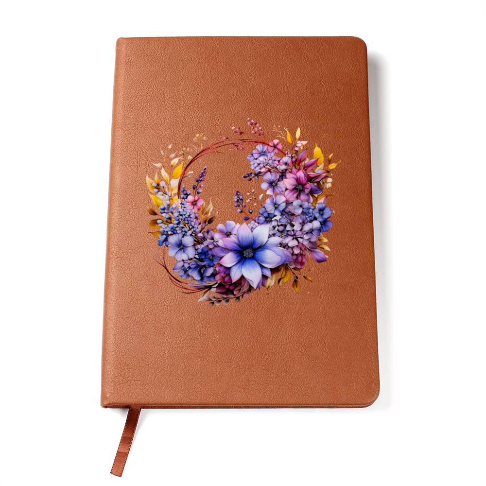 Floral Flower Wreath 027 - Vegan Leather Journal