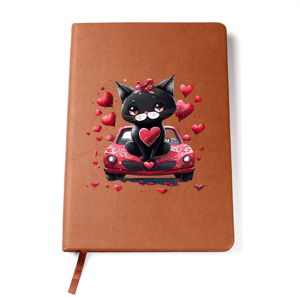 Valentine's Day Black Cat 016 - Vegan Leather Journal