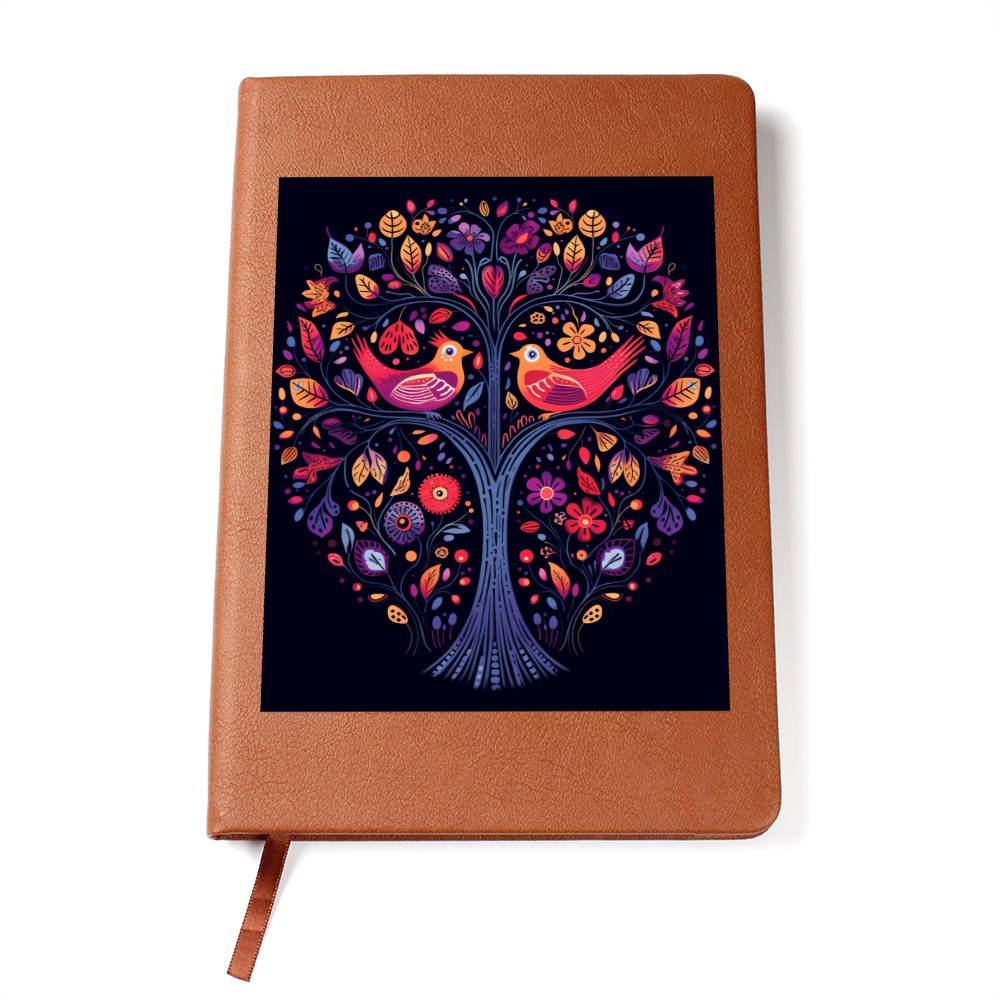 Birds And Floral Design 033 - Vegan Leather Journal