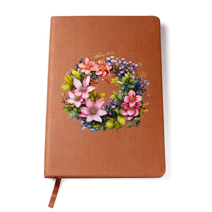 Floral Flower Wreath 052 - Vegan Leather Journal