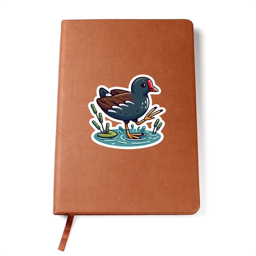 Cute Moorhen sticker 96 - Vegan Leather Journal