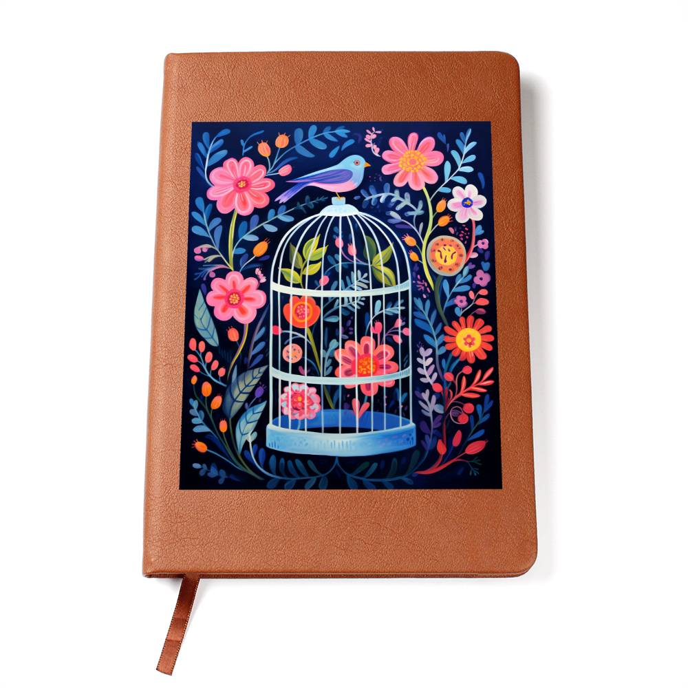 Birds And Floral Design 097 - Vegan Leather Journal
