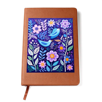 Birds And Floral Design 120 - Vegan Leather Journal