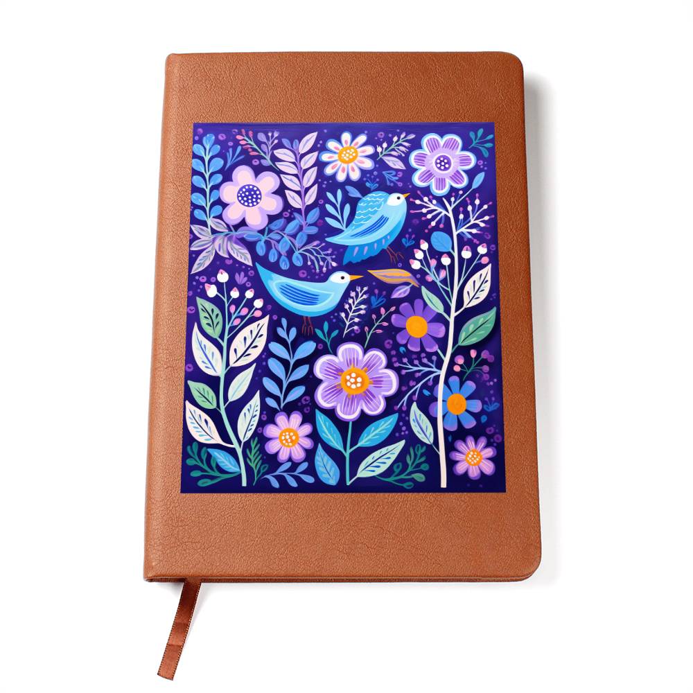 Birds And Floral Design 120 - Vegan Leather Journal