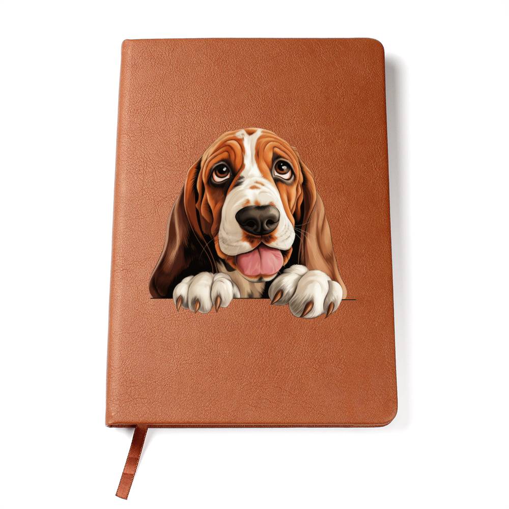 Basset Hound Peeking - Vegan Leather Journal