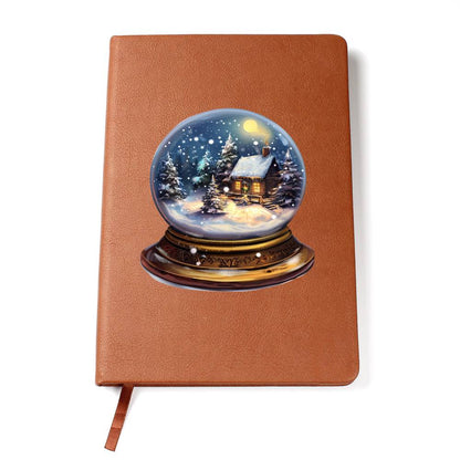 Watercolor Christmas Snow Globe 017 - Vegan Leather Journal
