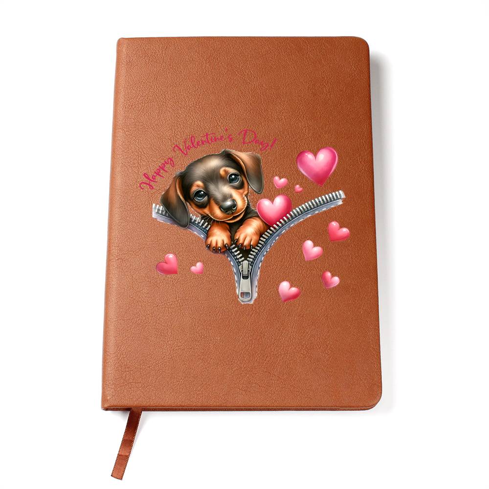 Valentine's Day Dog And Zipper 041 Happy Valentine's Day! - Vegan Leather Journal