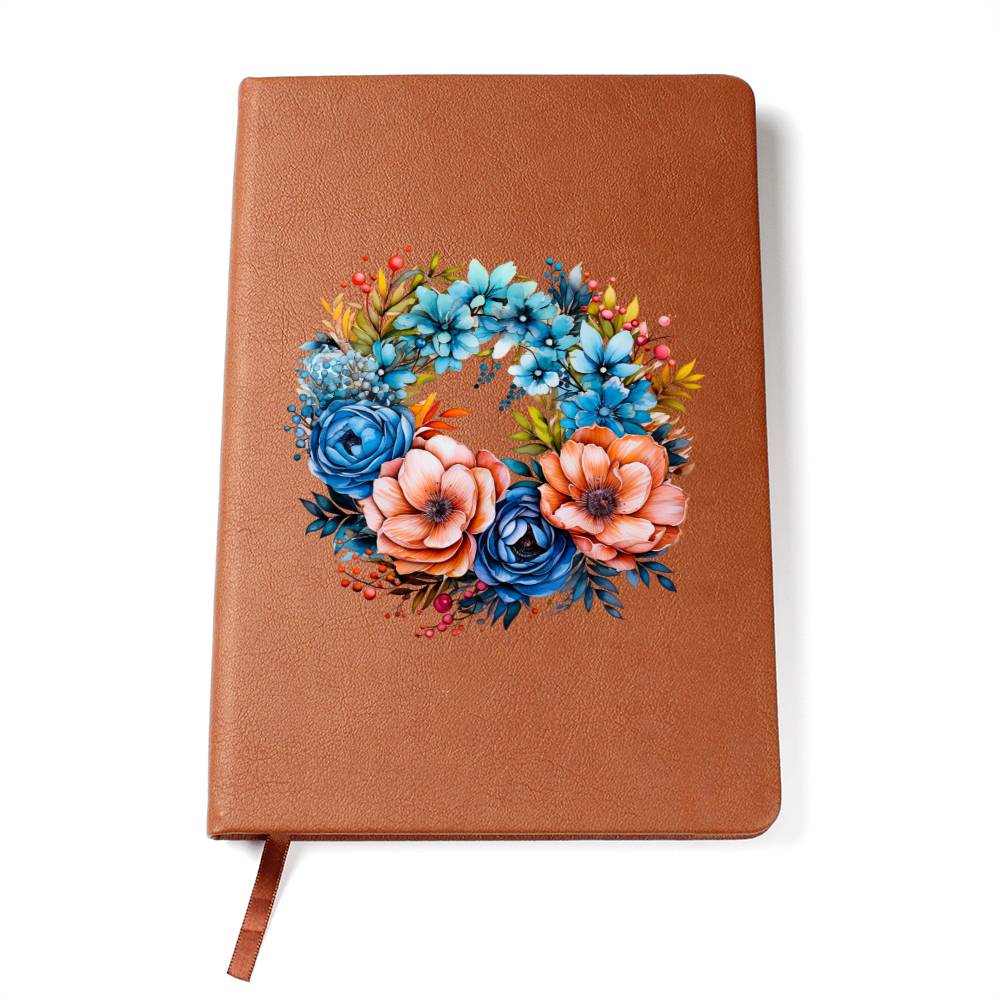 Floral Flower Wreath 130 - Vegan Leather Journal