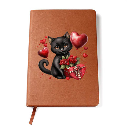 Valentine's Day Black Cat 060 - Vegan Leather Journal
