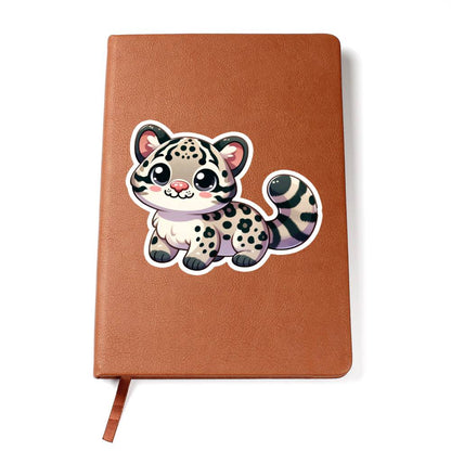 Cute Clouded leopard sticker 27 - Vegan Leather Journal