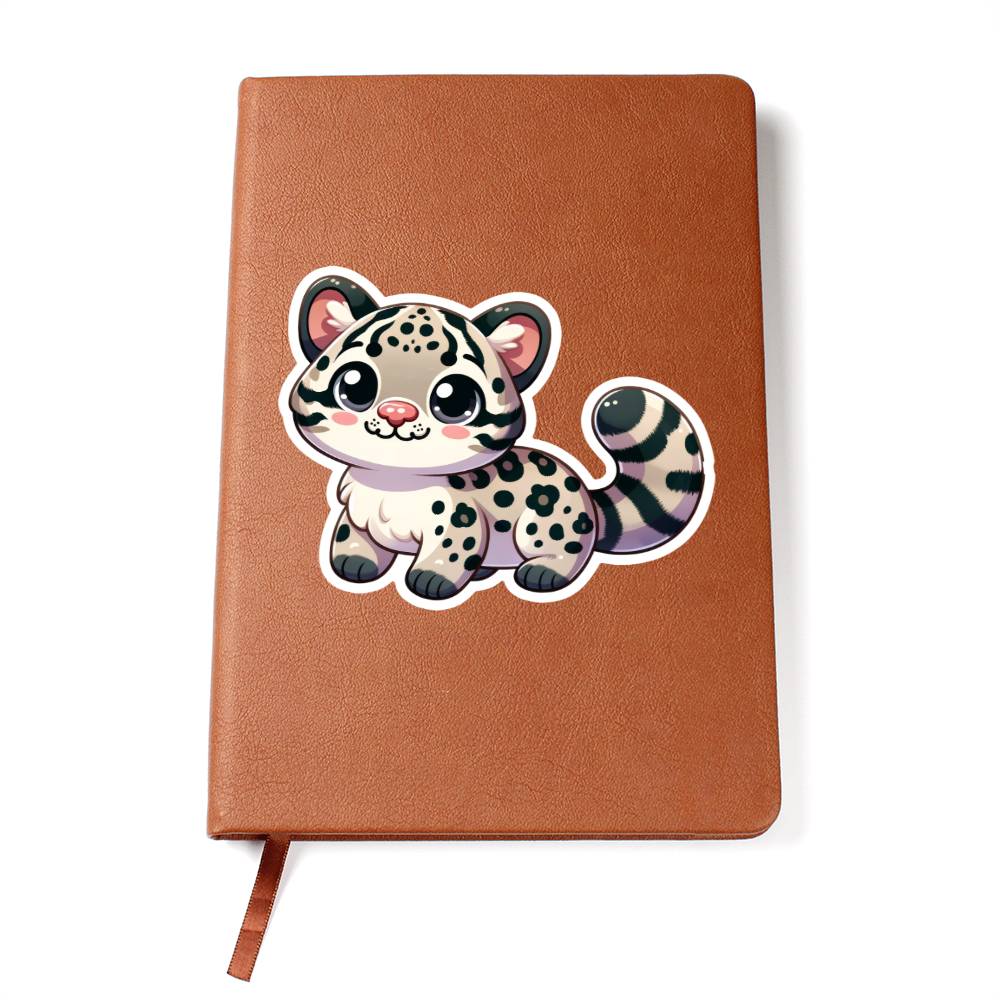 Cute Clouded leopard sticker 27 - Vegan Leather Journal
