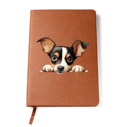 Toy Fox Terrier Peeking - Vegan Leather Journal