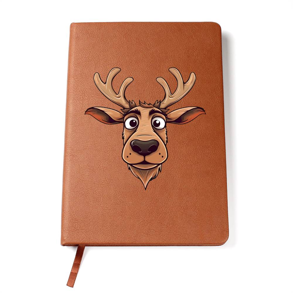 Funny Reindeer Face 13 - Vegan Leather Journal