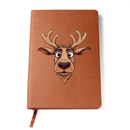 Funny Reindeer Face 13 - Vegan Leather Journal
