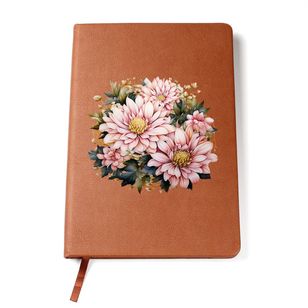 Floral Flower Wreath 090 - Vegan Leather Journal