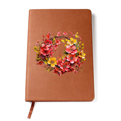 Floral Flower Wreath 049 - Vegan Leather Journal