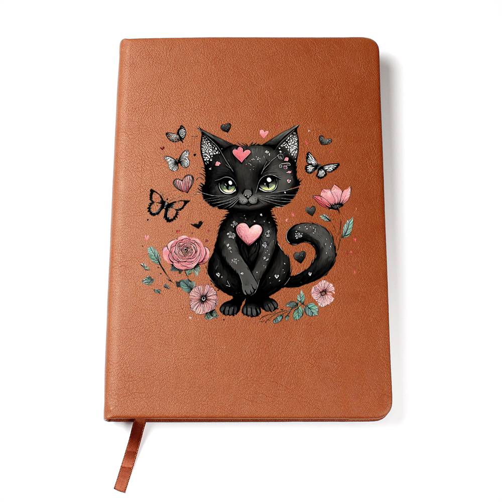 Valentine's Day Black Cat 007 - Vegan Leather Journal
