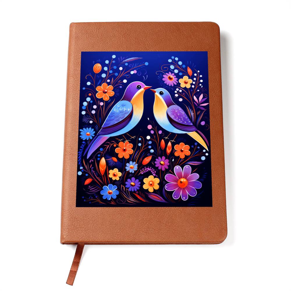 Birds And Floral Design 068 - Vegan Leather Journal