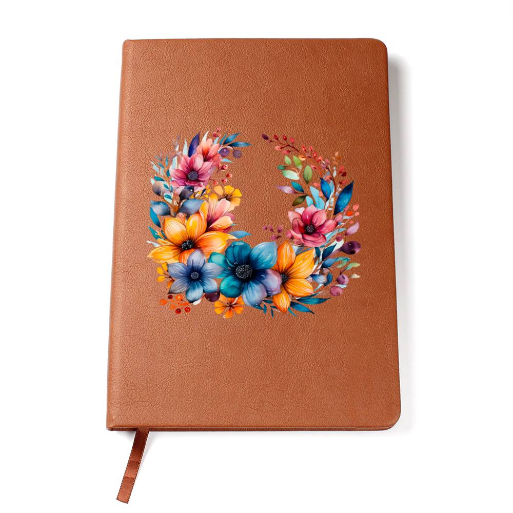 Floral Flower Wreath 115 - Vegan Leather Journal