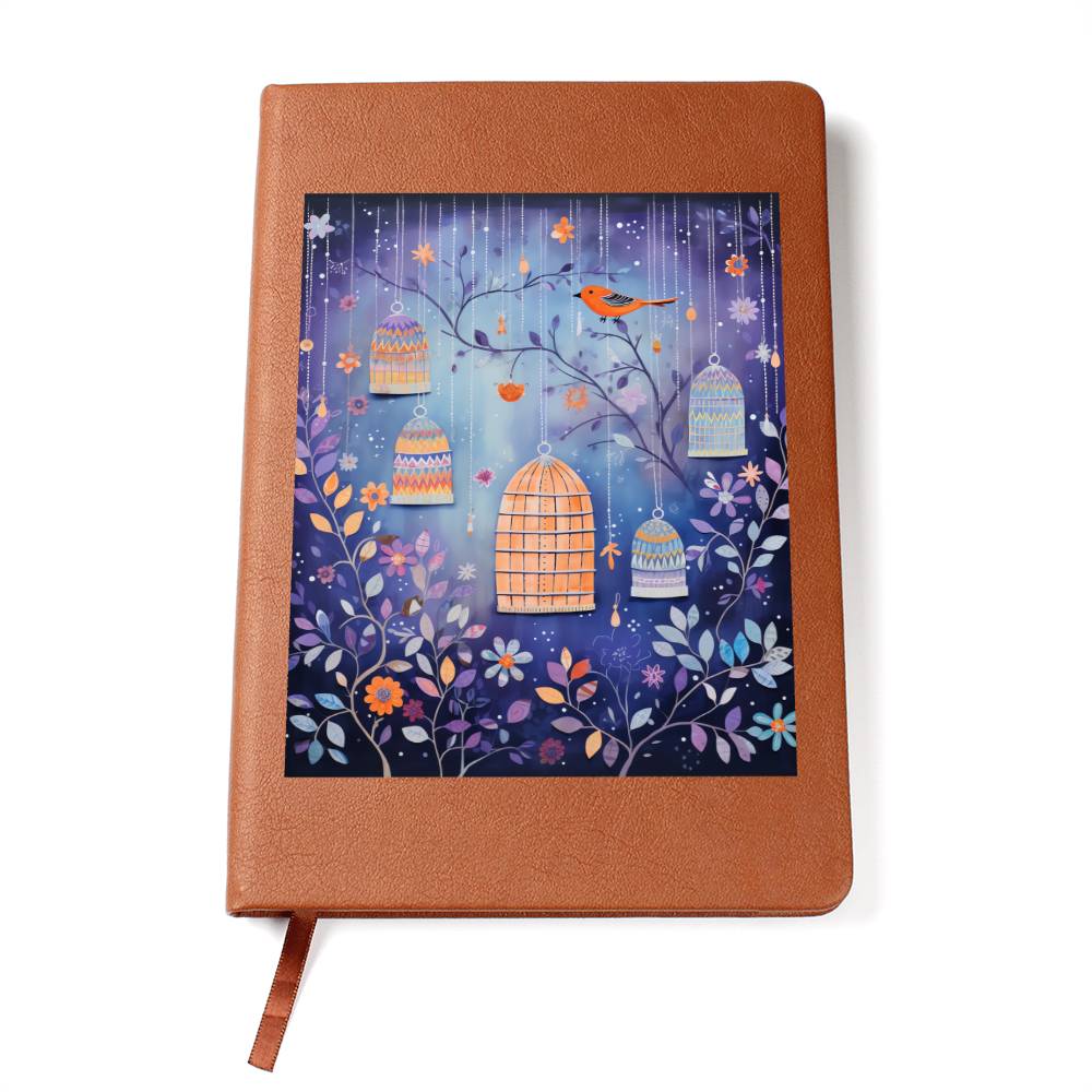 Birds And Floral Design 131 - Vegan Leather Journal