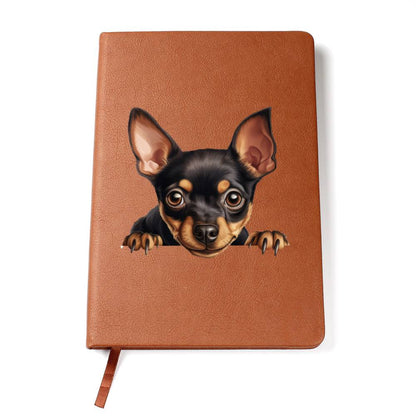 Miniature Pinscher Peeking - Vegan Leather Journal