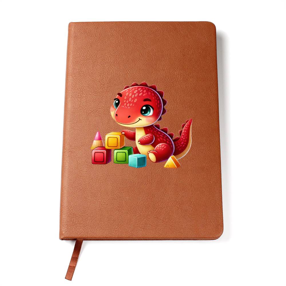 Colorful Baby Dinosaur 113 - Vegan Leather Journal