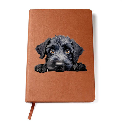 Kerry Blue Terrier Peeking - Vegan Leather Journal