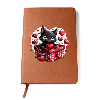 Valentine's Day Black Cat 061 - Vegan Leather Journal