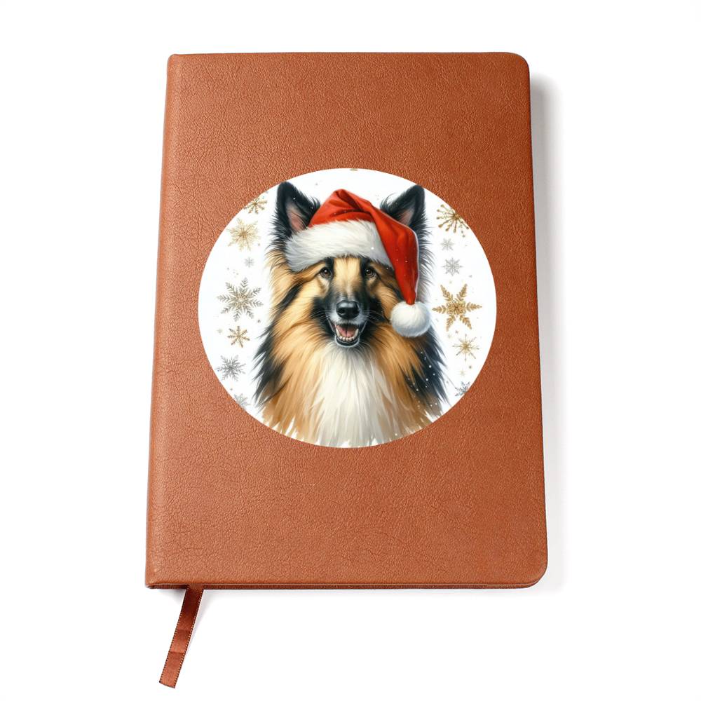 Christmas Dog - Belgian Sheepdog - Vegan Leather Journal