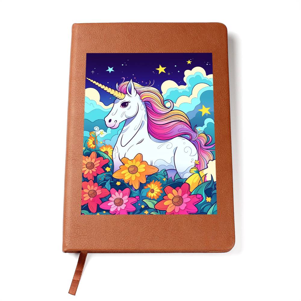 Cute Unicorn 123 - Vegan Leather Journal