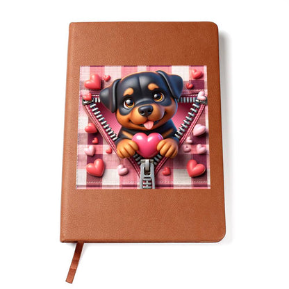 Valentine's Day Dog And Zipper 019 - Vegan Leather Journal