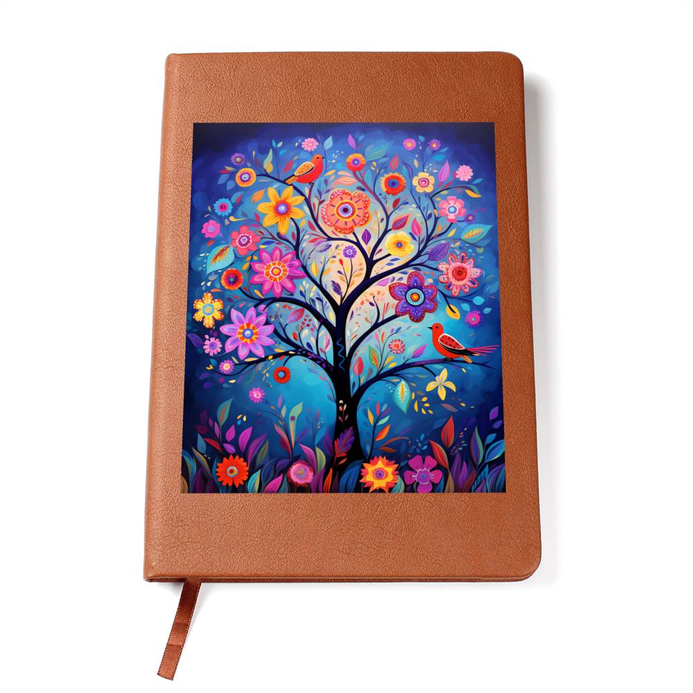 Birds And Floral Design 058 - Vegan Leather Journal