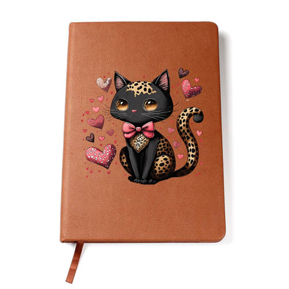 Valentine's Day Black Cat 017 - Vegan Leather Journal