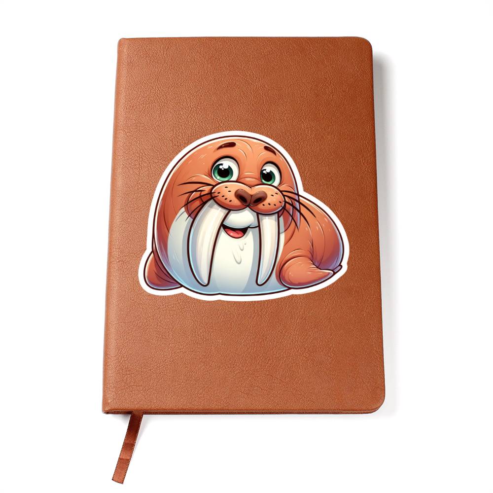 Cute Walrus sticker 211 - Vegan Leather Journal