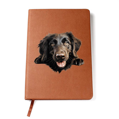 Flat-Coated Retriever Peeking - Vegan Leather Journal