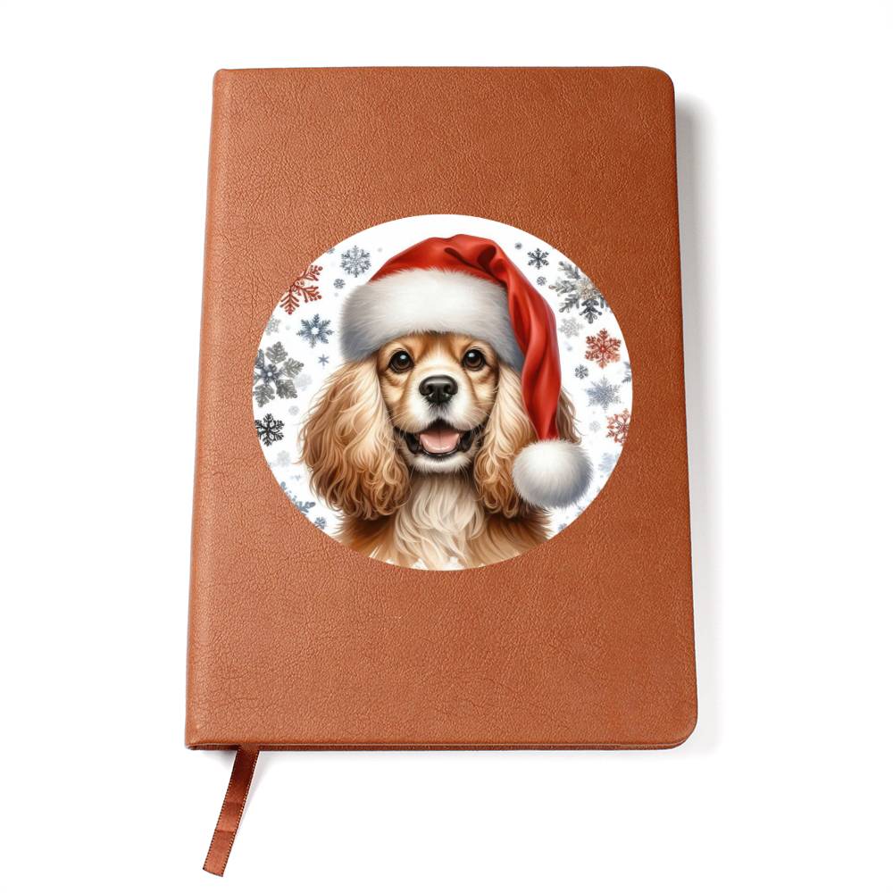 Christmas Dog - American Cocker Spaniel - Vegan Leather Journal