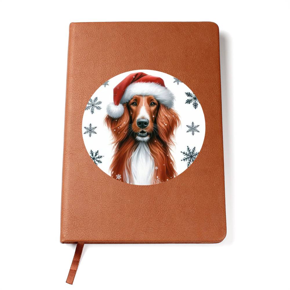 Christmas Dog - Irish Red and White Setter - Vegan Leather Journal